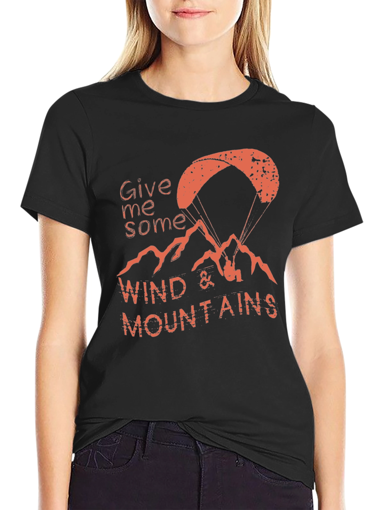 Give Me Some Wind & Mountains Black Graphic Tee