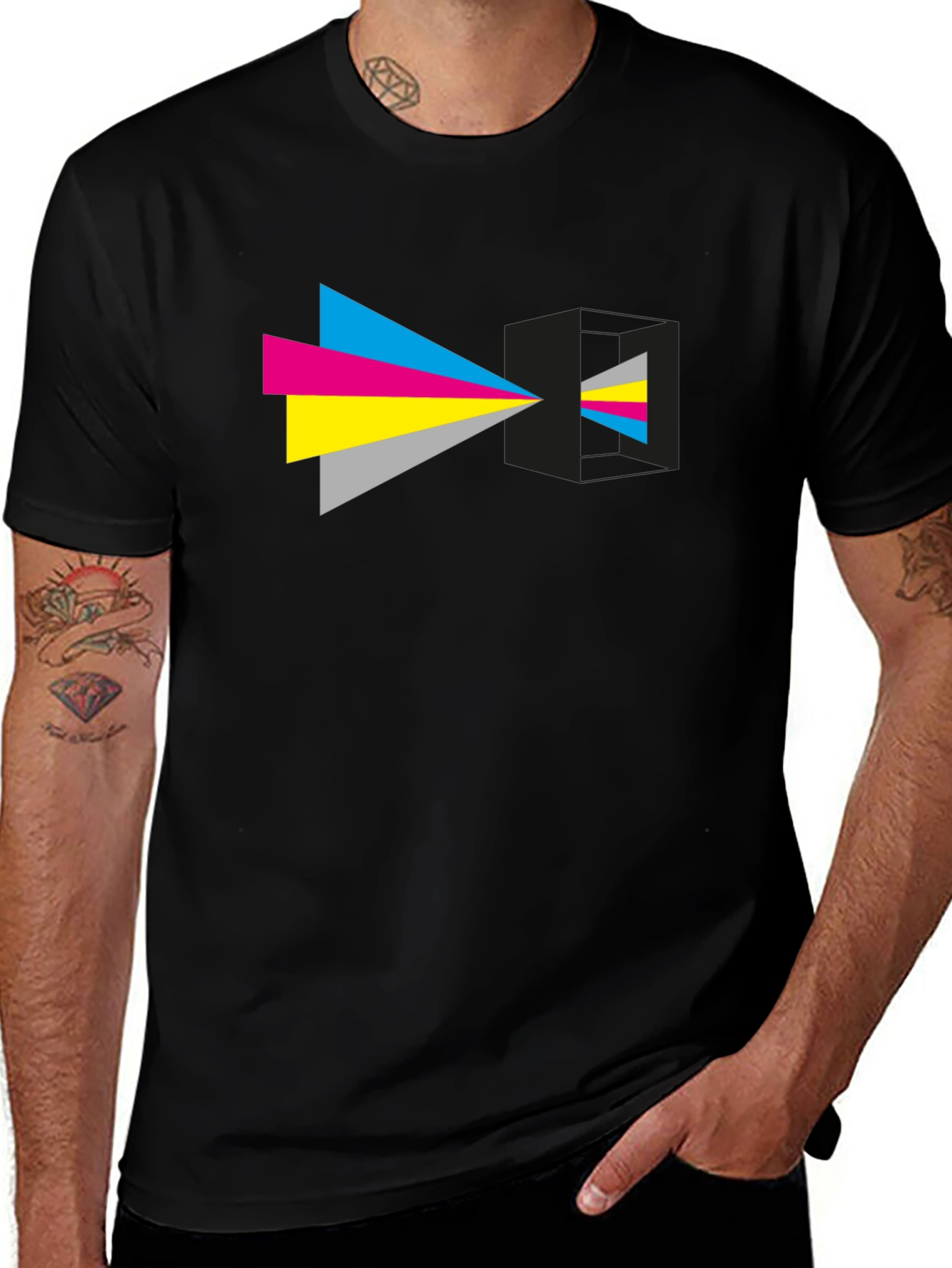 Geometric Prism Black T-Shirt