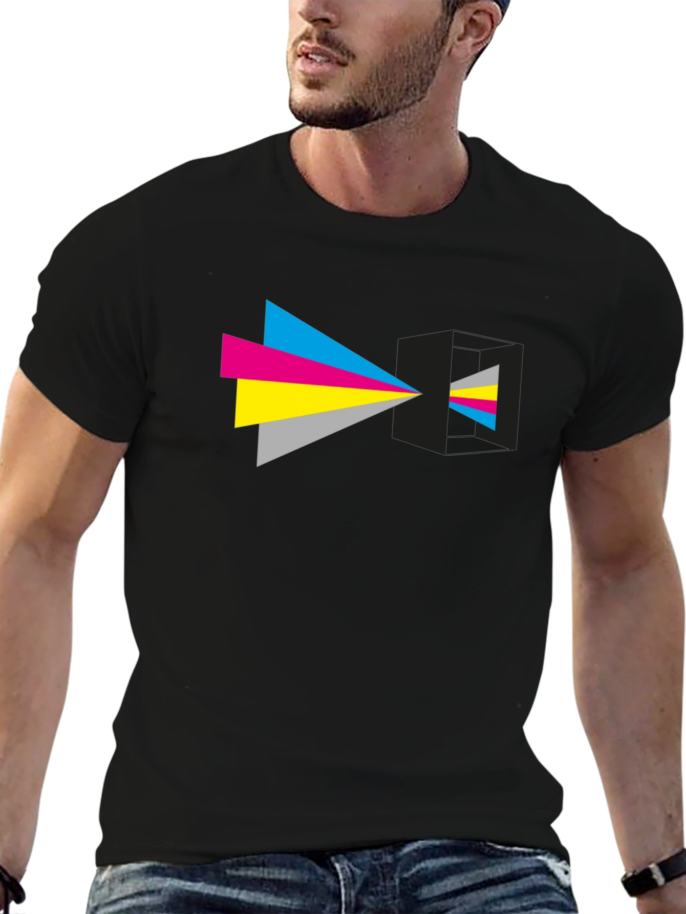 Geometric Prism Black T-Shirt