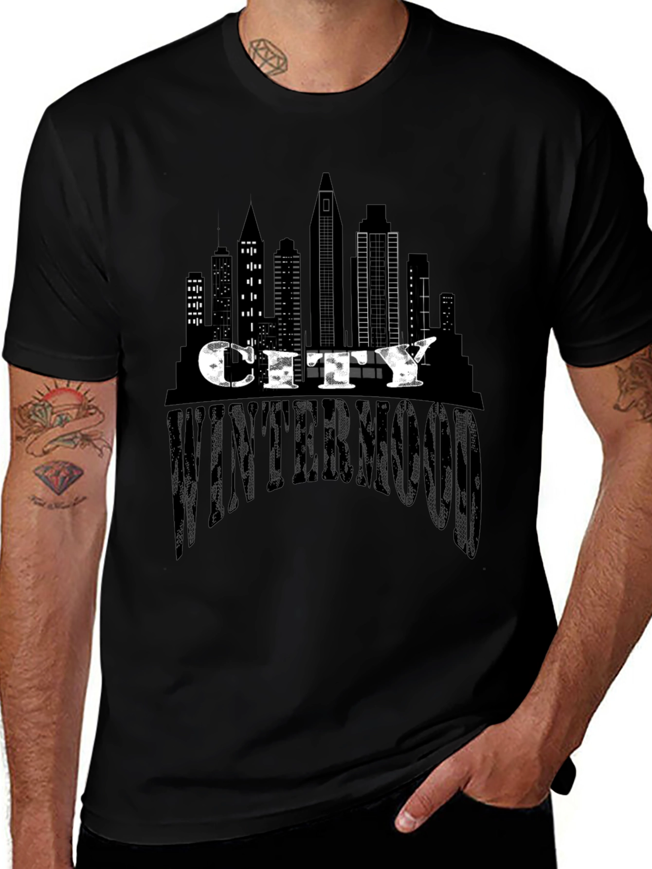 City Wintermood Graphic Tee - Mens Black T-Shirt