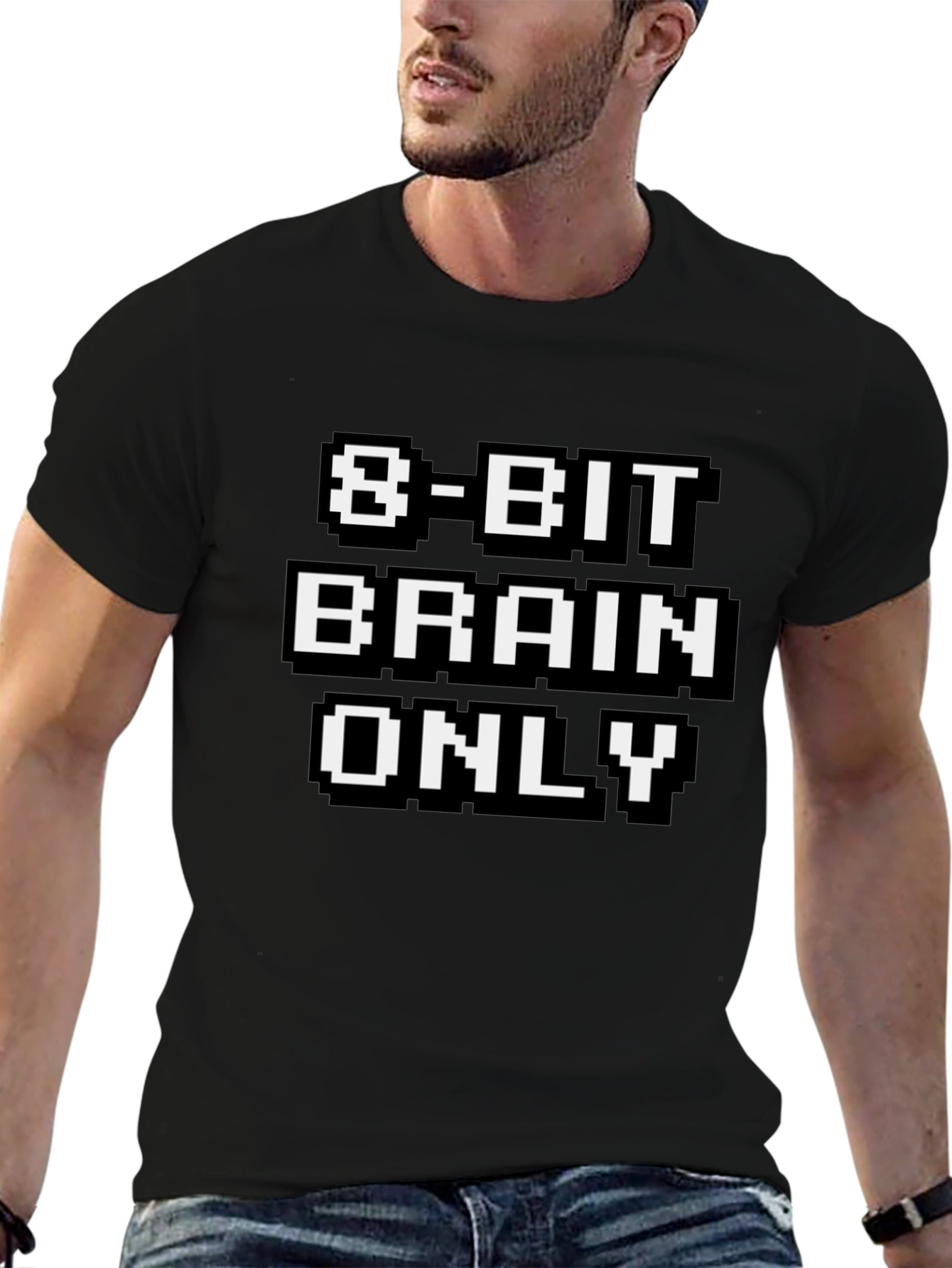 8-Bit Brain Only Funny Graphic T-Shirt