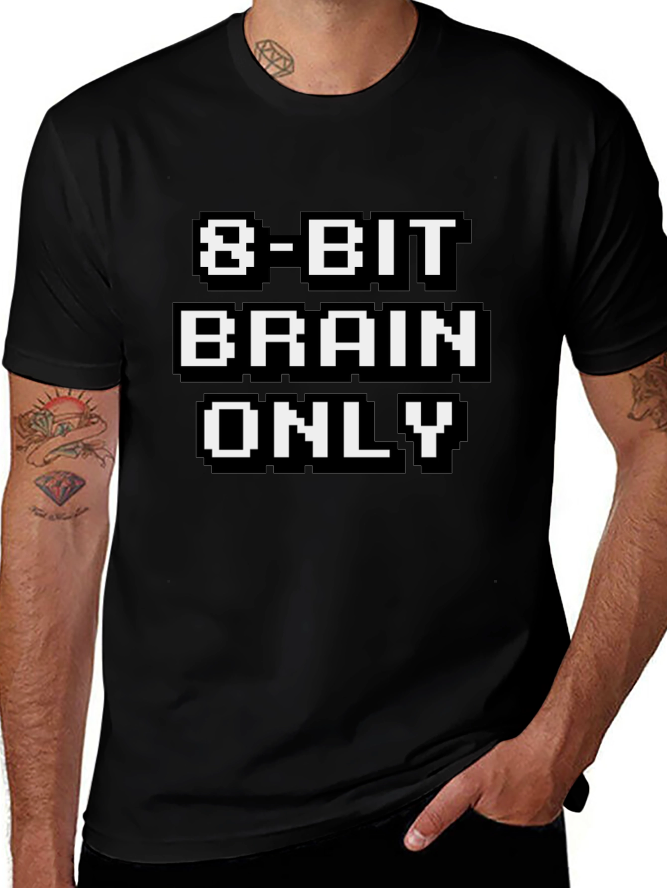 8-Bit Brain Only Funny Graphic T-Shirt
