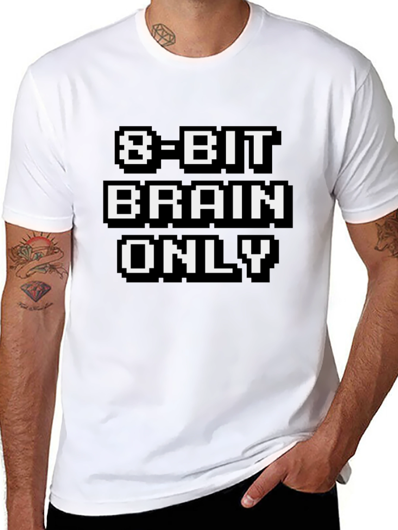 8-Bit Brain Only Funny Graphic T-Shirt