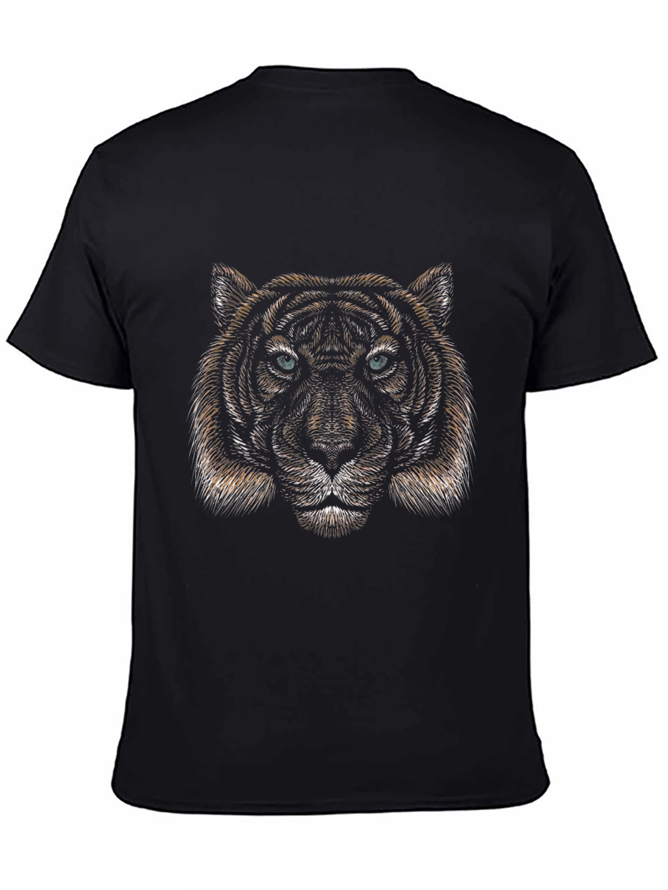 Tiger Face Graphic Black T-Shirt - Mens Fashion