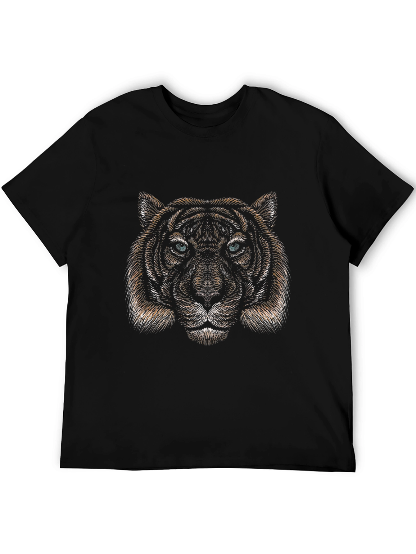 Tiger Face Graphic Black T-Shirt - Mens Fashion