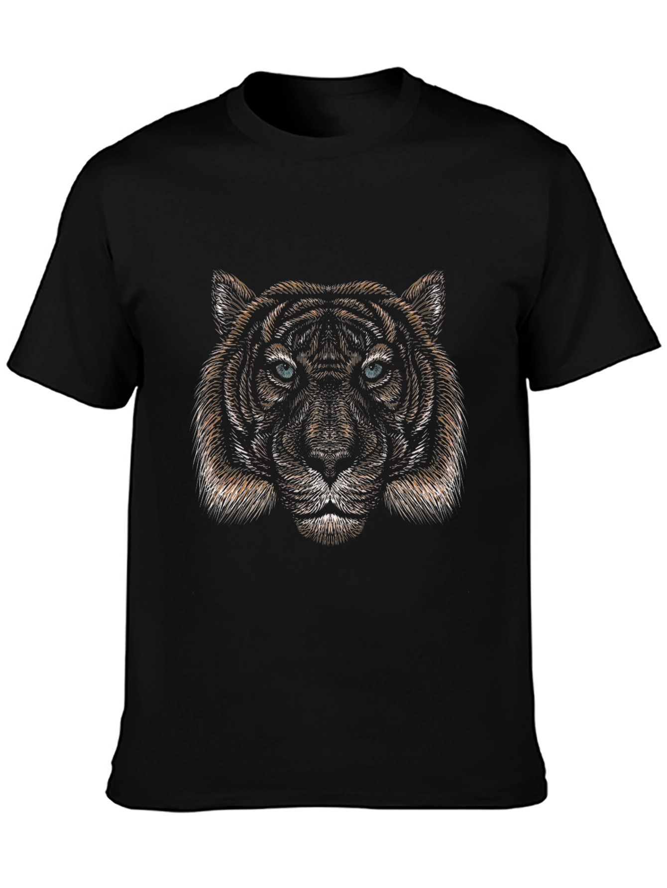 Tiger Face Graphic Black T-Shirt - Mens Fashion