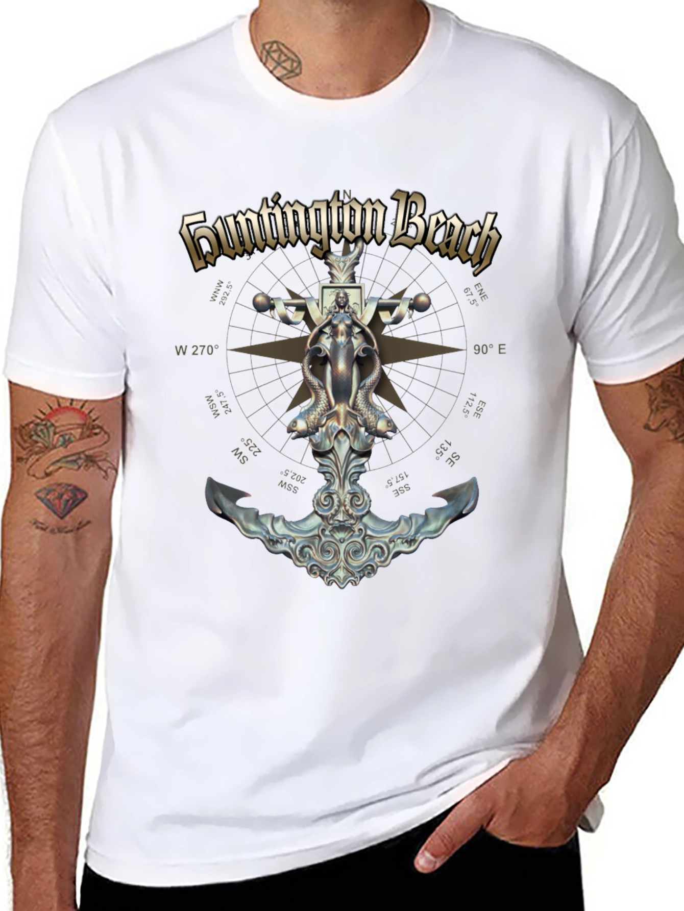 Huntington Beach Nautical Anchor T-Shirt