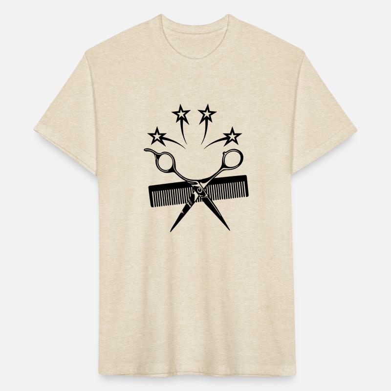 Logo hairdresser, scissors with comb and four star