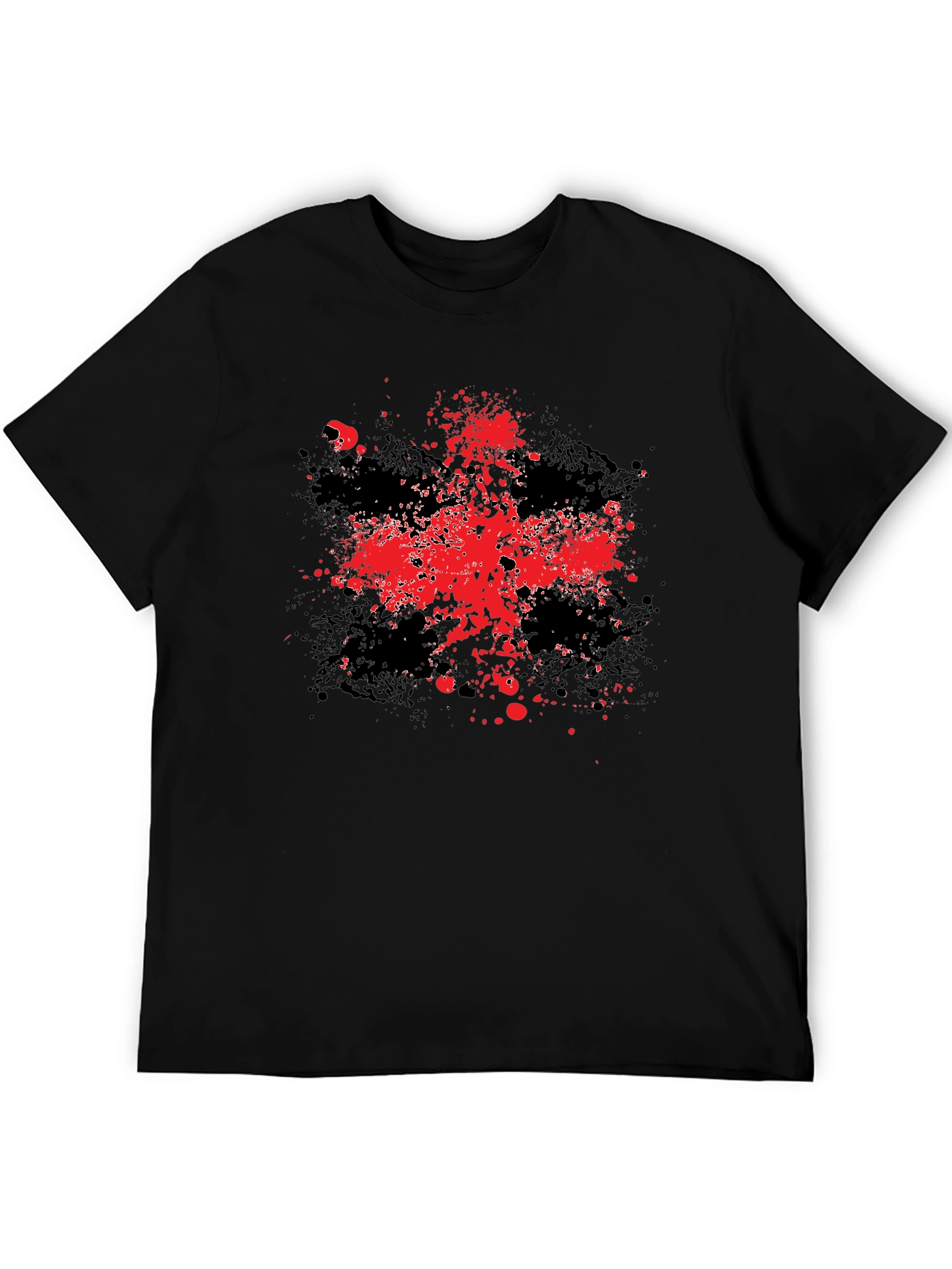 Abstract Splatter Graphic Black T-Shirt