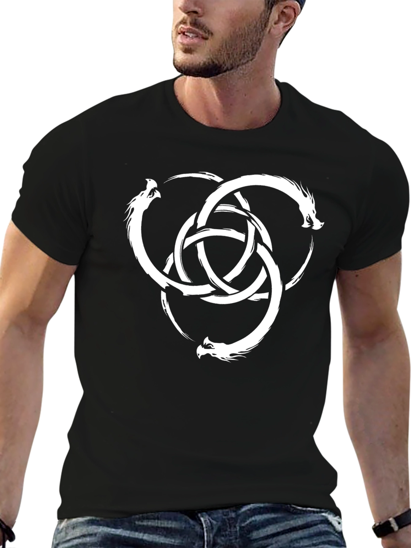 Dragon Knot Graphic Black T-Shirt
