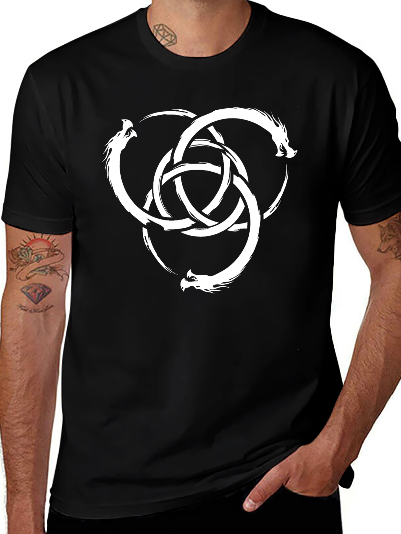 Dragon Knot Graphic Black T-Shirt