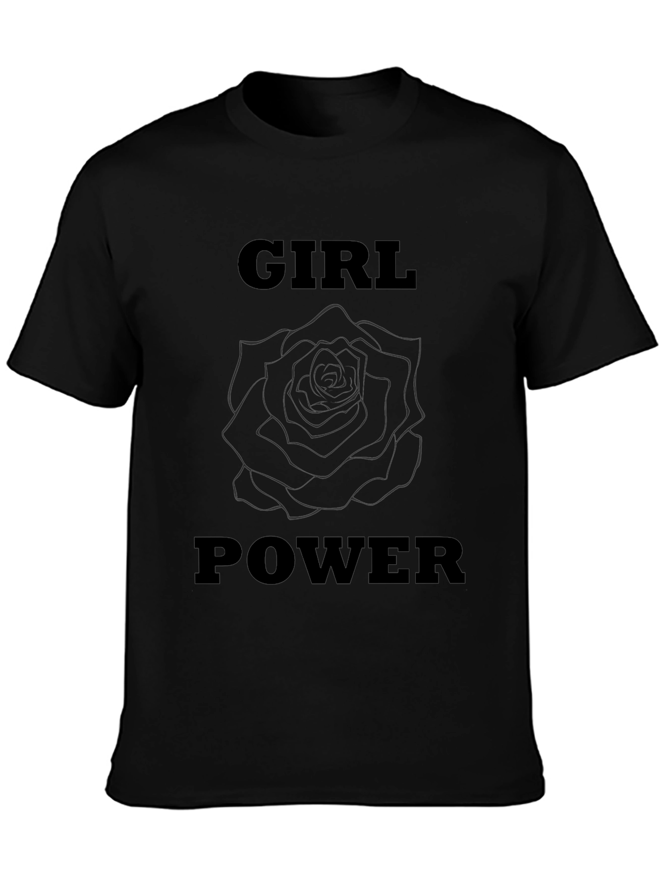 Girl Power Rose Graphic Tee - Black
