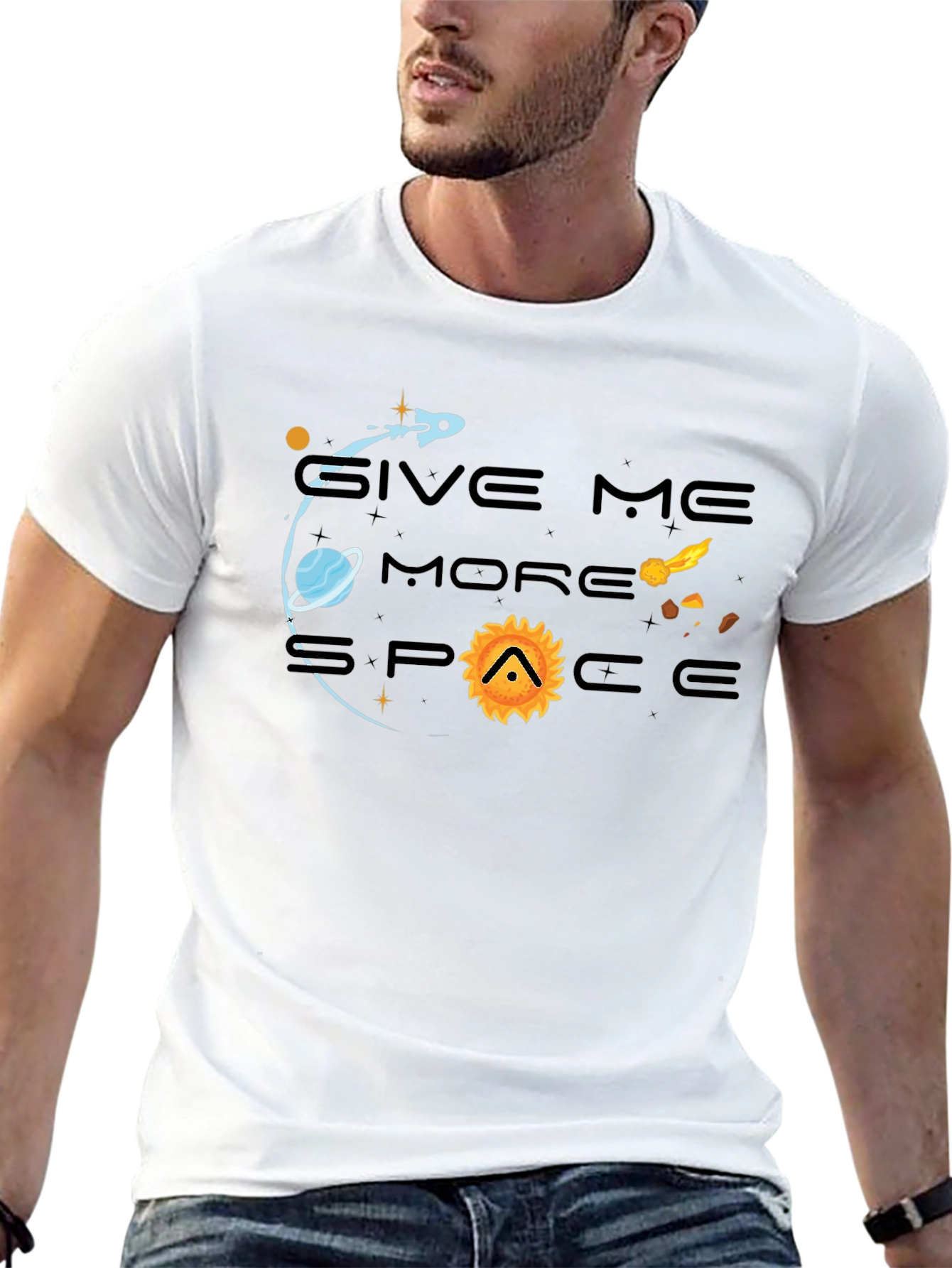 Give Me More Space Graphic Tee - Black