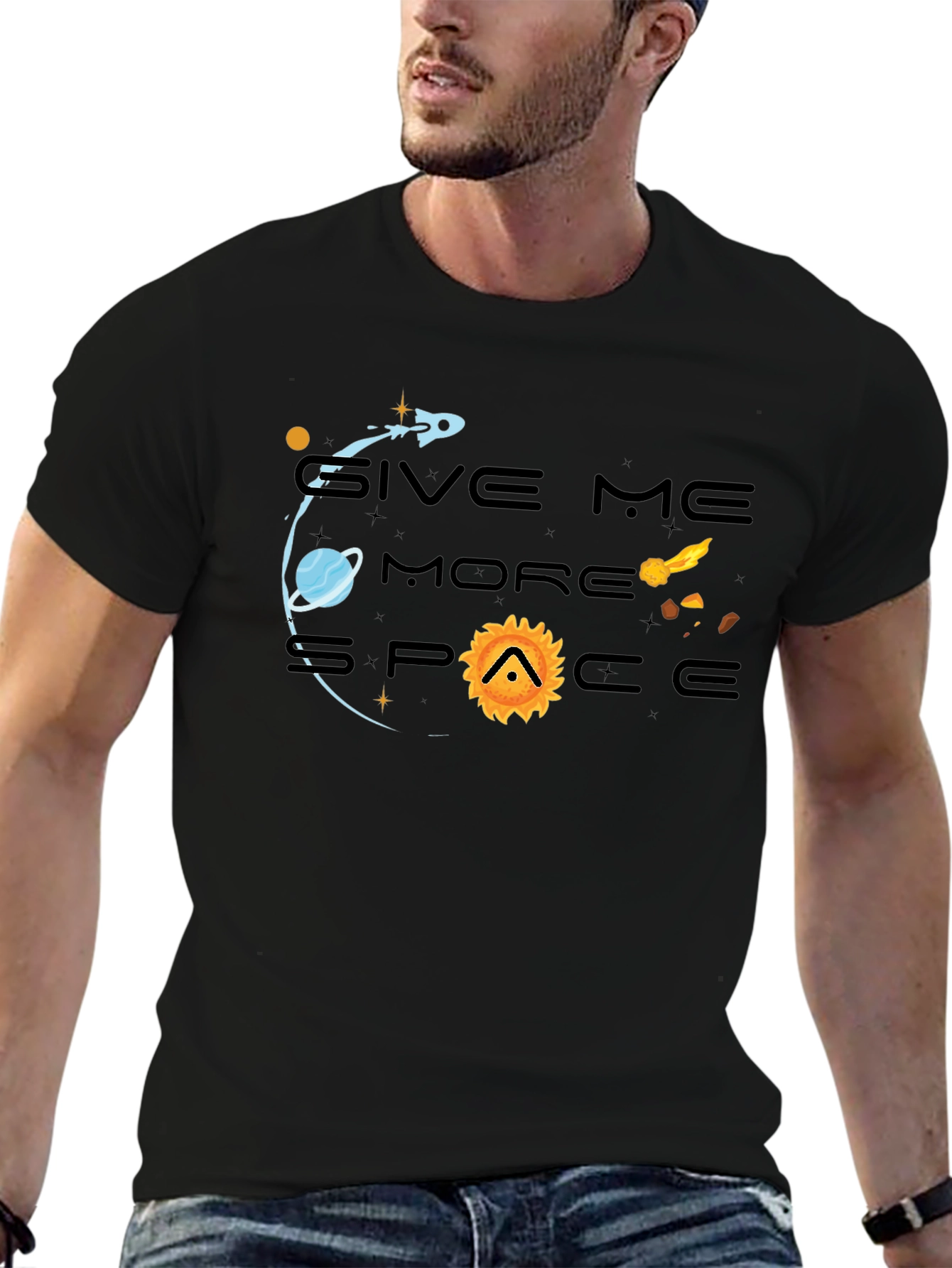 Give Me More Space Graphic Tee - Black