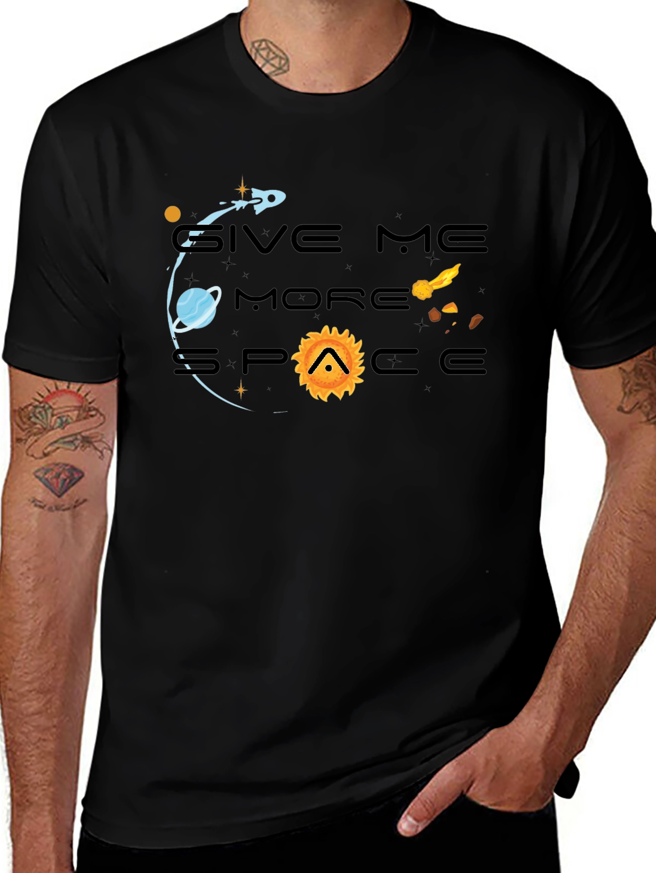 Give Me More Space Graphic Tee - Black