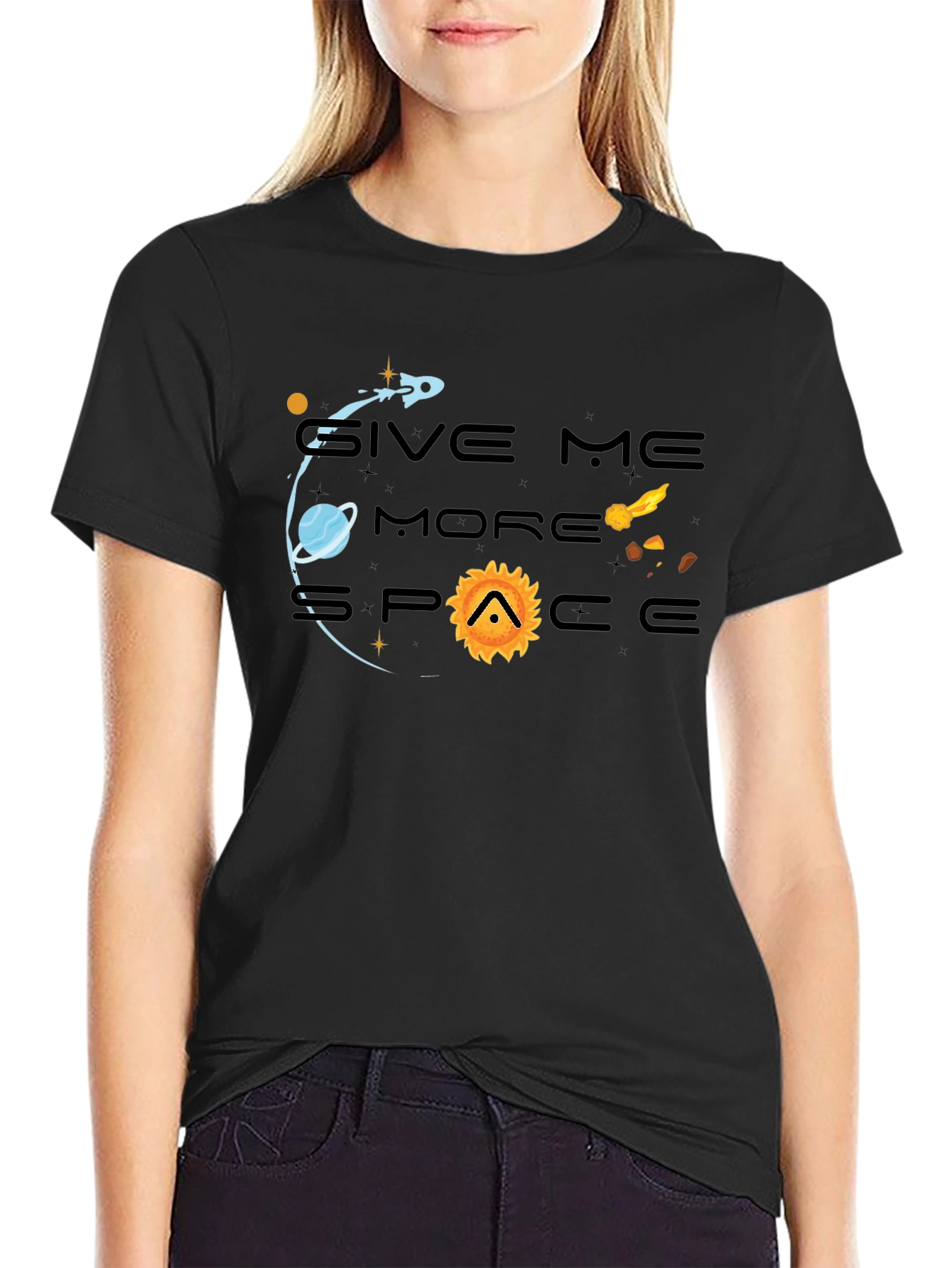 Give Me More Space Graphic Tee - Black