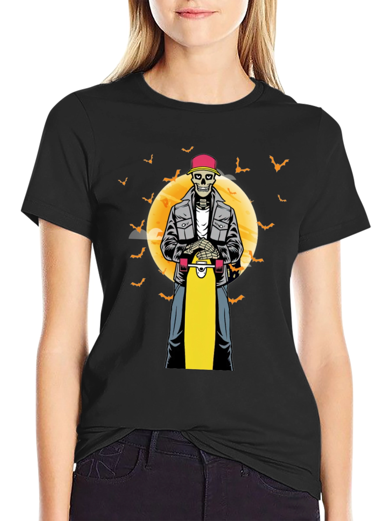 Skull Skateboarder T-Shirt - Halloween Graphic Tee