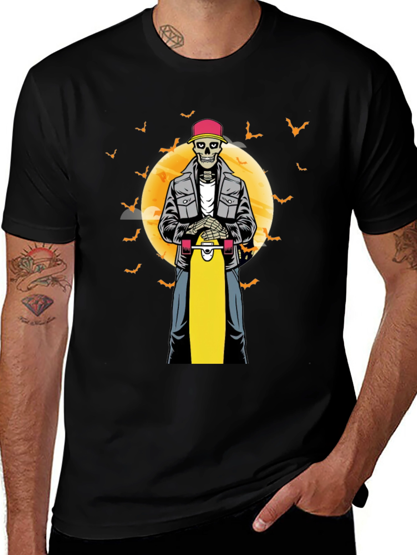 Skull Skateboarder T-Shirt - Halloween Graphic Tee