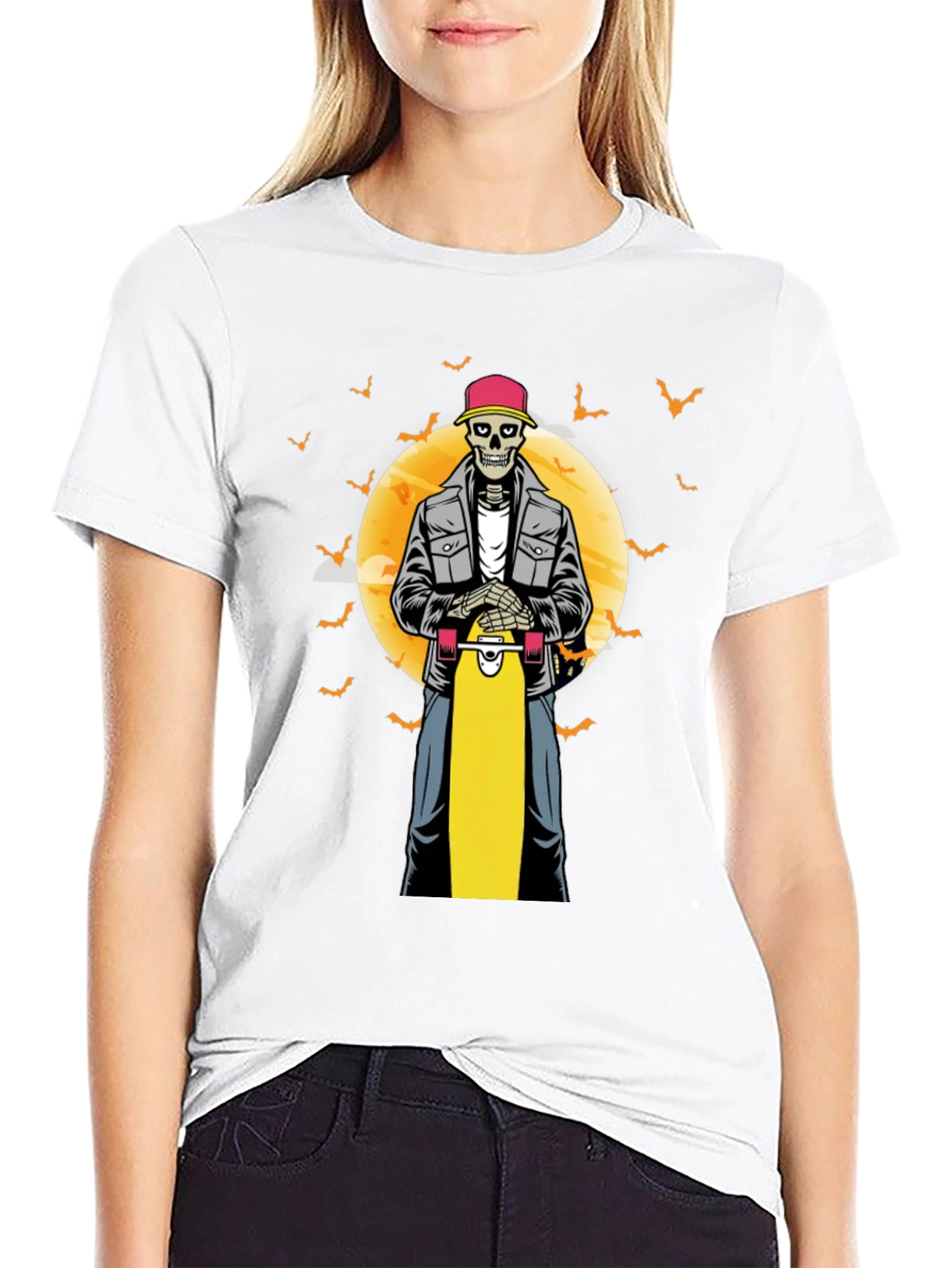 Skull Skateboarder T-Shirt - Halloween Graphic Tee