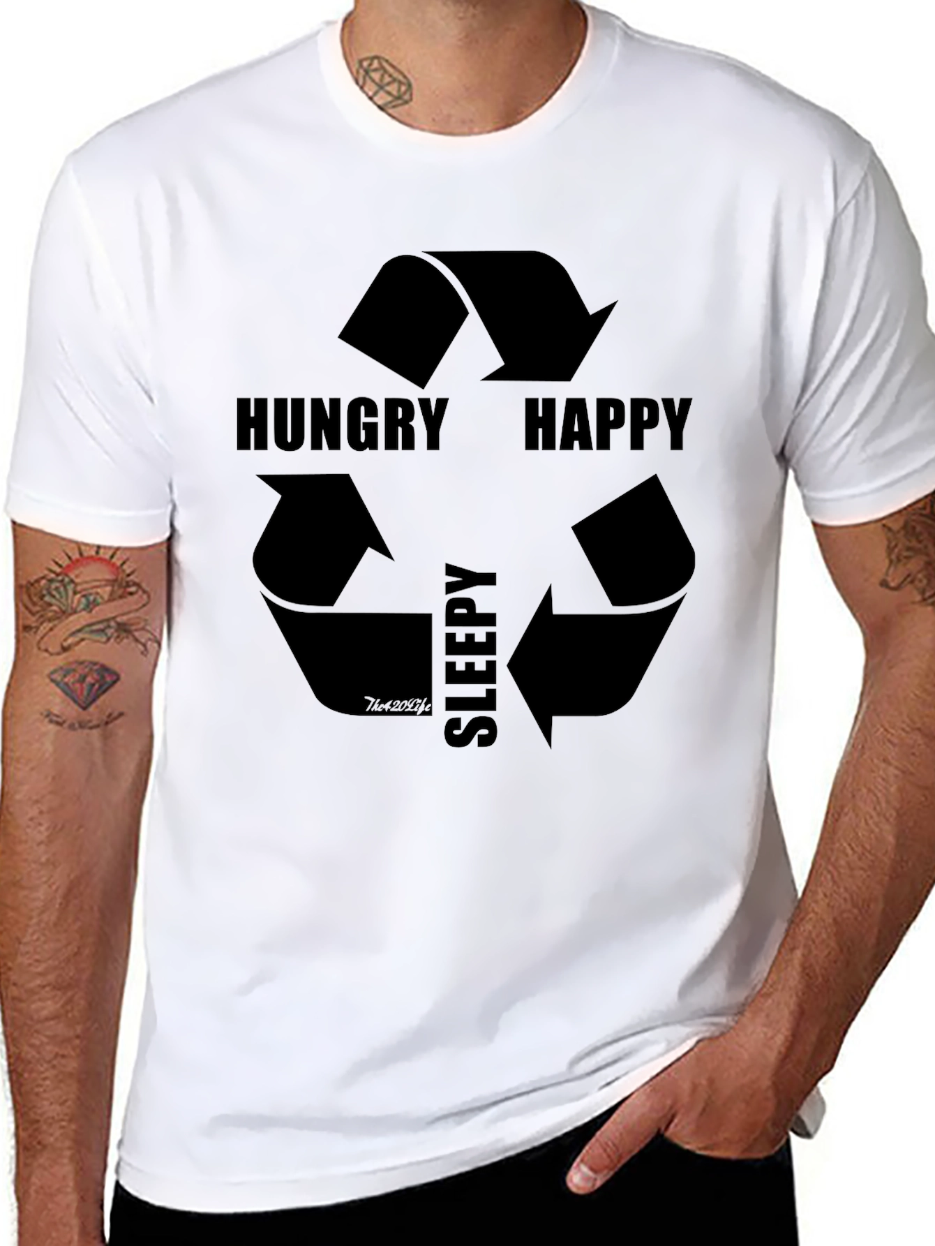 Hungry Happy Sleepy Cycle Black T-Shirt