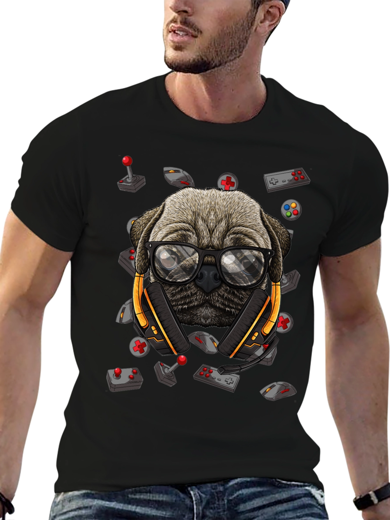 Gamer Pug T-Shirt - Geeky Dog Tee