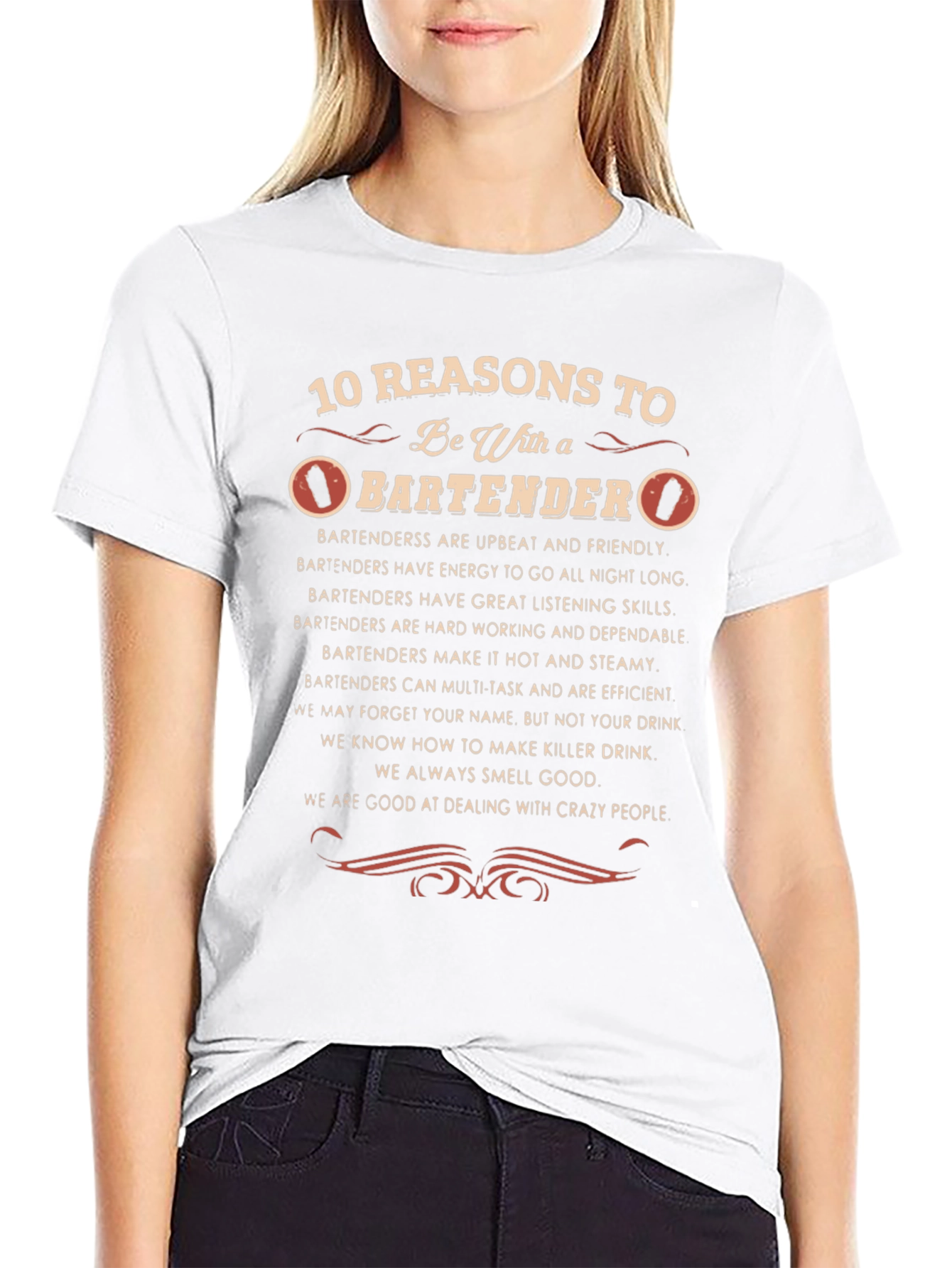 10 Reasons Bartender Black Graphic Tee