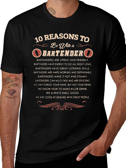 10 Reasons Bartender Black Graphic Tee