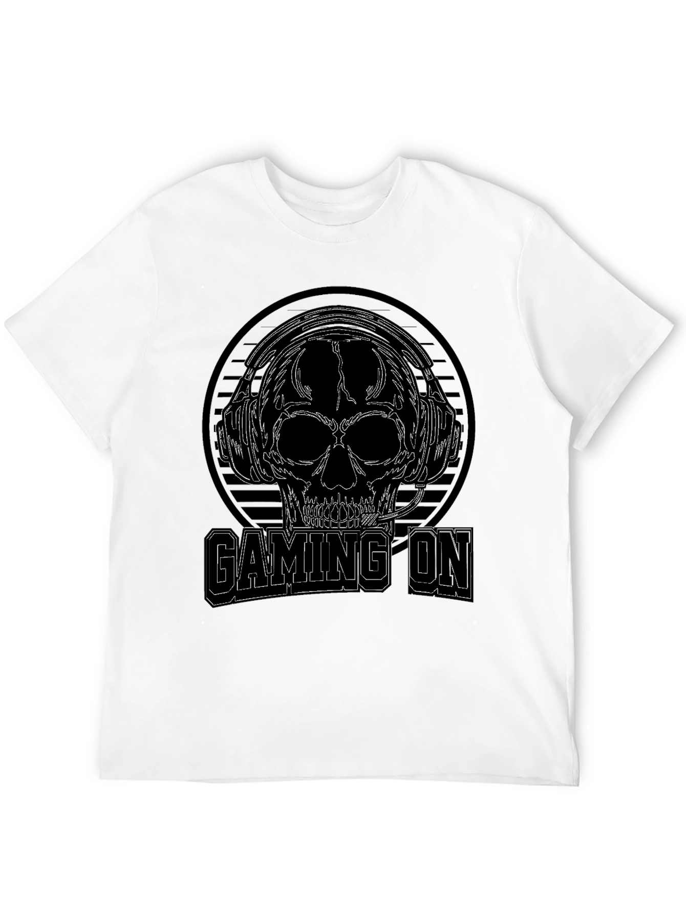 Gaming On Skull Graphic Black T-Shirt
