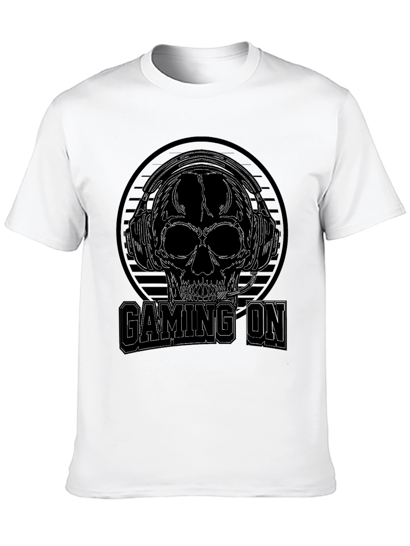 Gaming On Skull Graphic Black T-Shirt