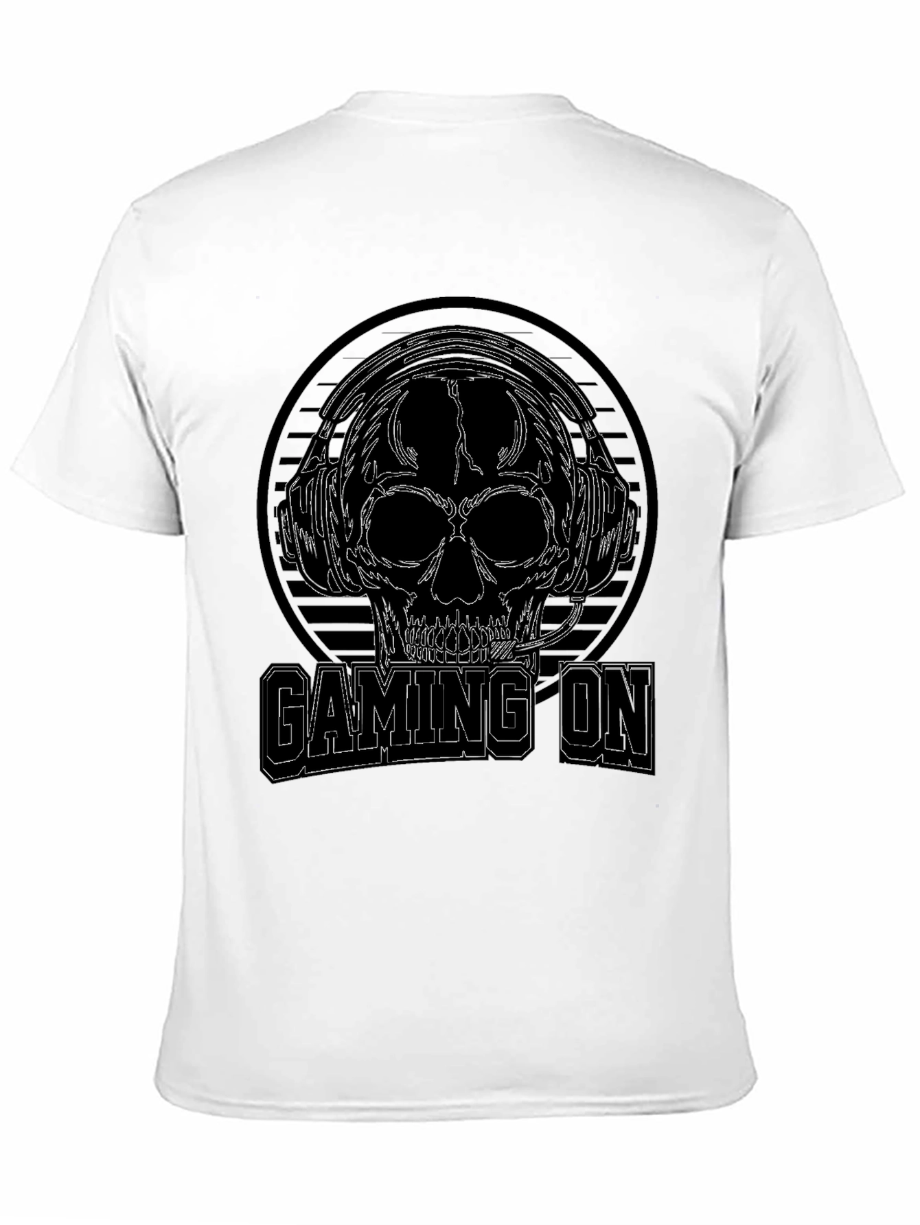 Gaming On Skull Graphic Black T-Shirt