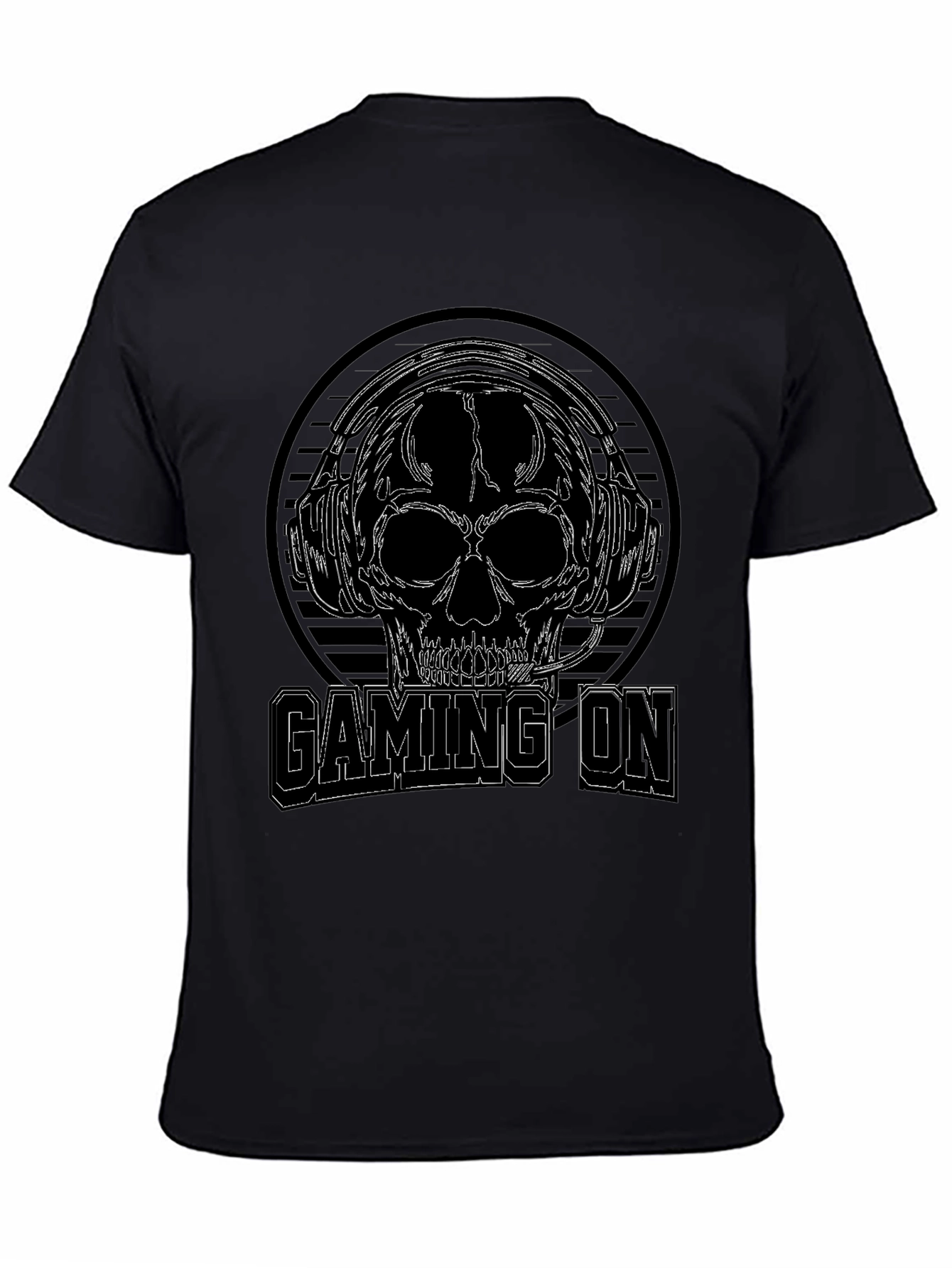 Gaming On Skull Graphic Black T-Shirt