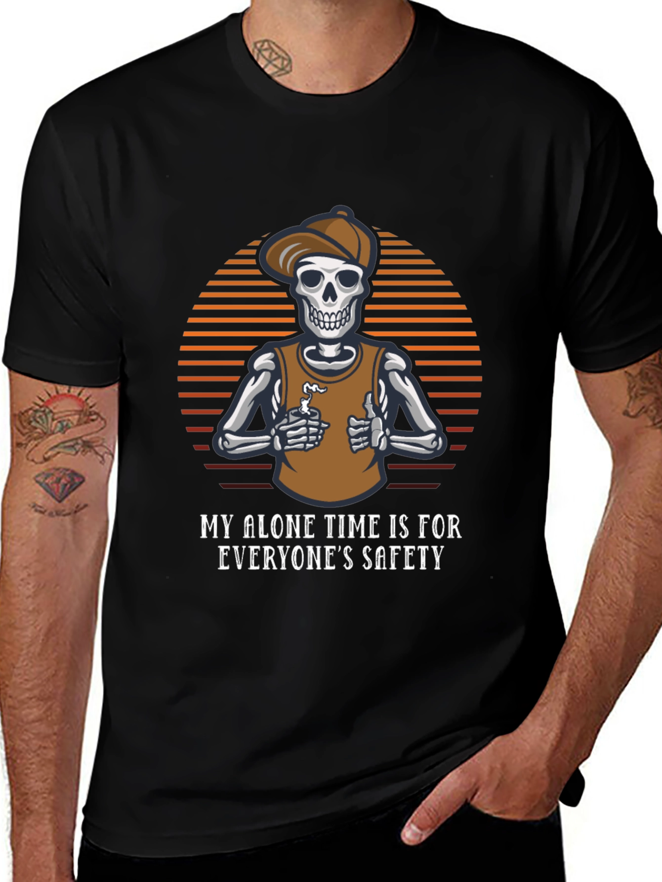 Funny Skeleton T-Shirt: Alone Time is Safety