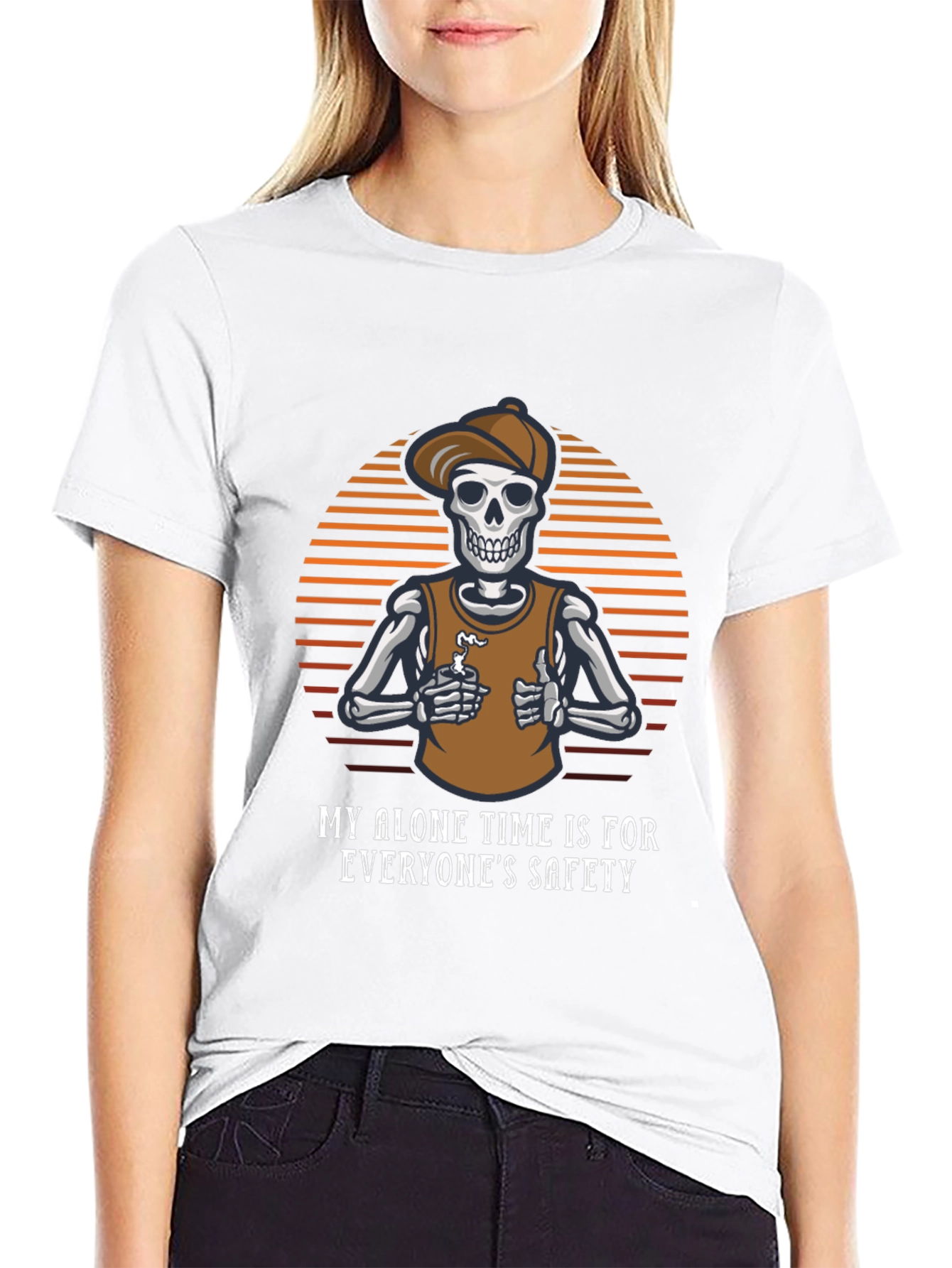 Funny Skeleton T-Shirt: Alone Time is Safety