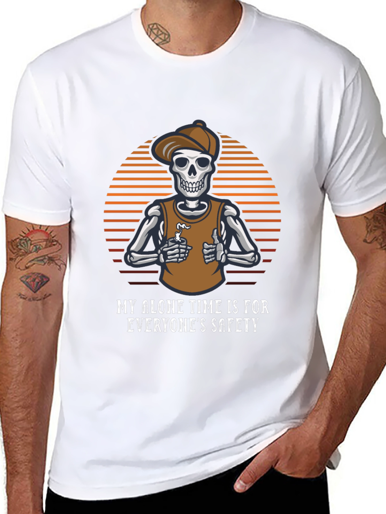 Funny Skeleton T-Shirt: Alone Time is Safety