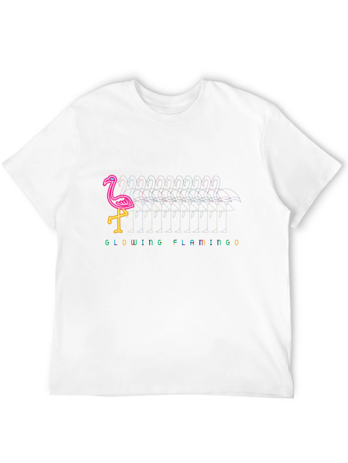 Glowing Flamingo Graphic Tee - Black