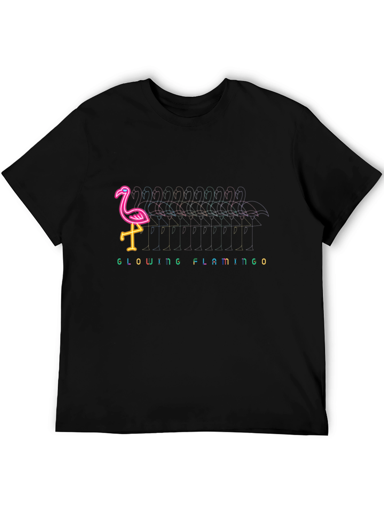 Glowing Flamingo Graphic Tee - Black