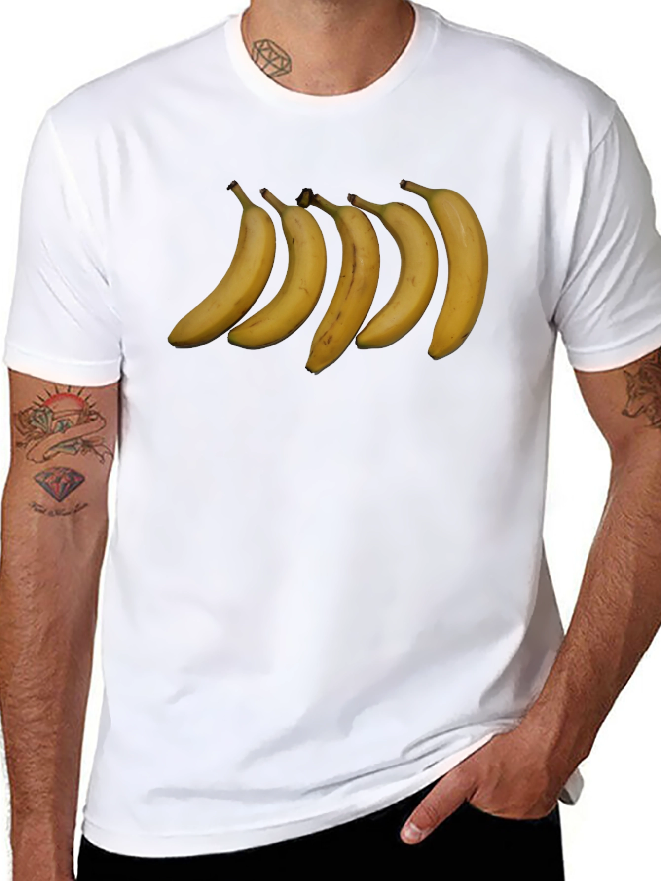 Banana Row Black T-Shirt - Quirky Graphic Tee