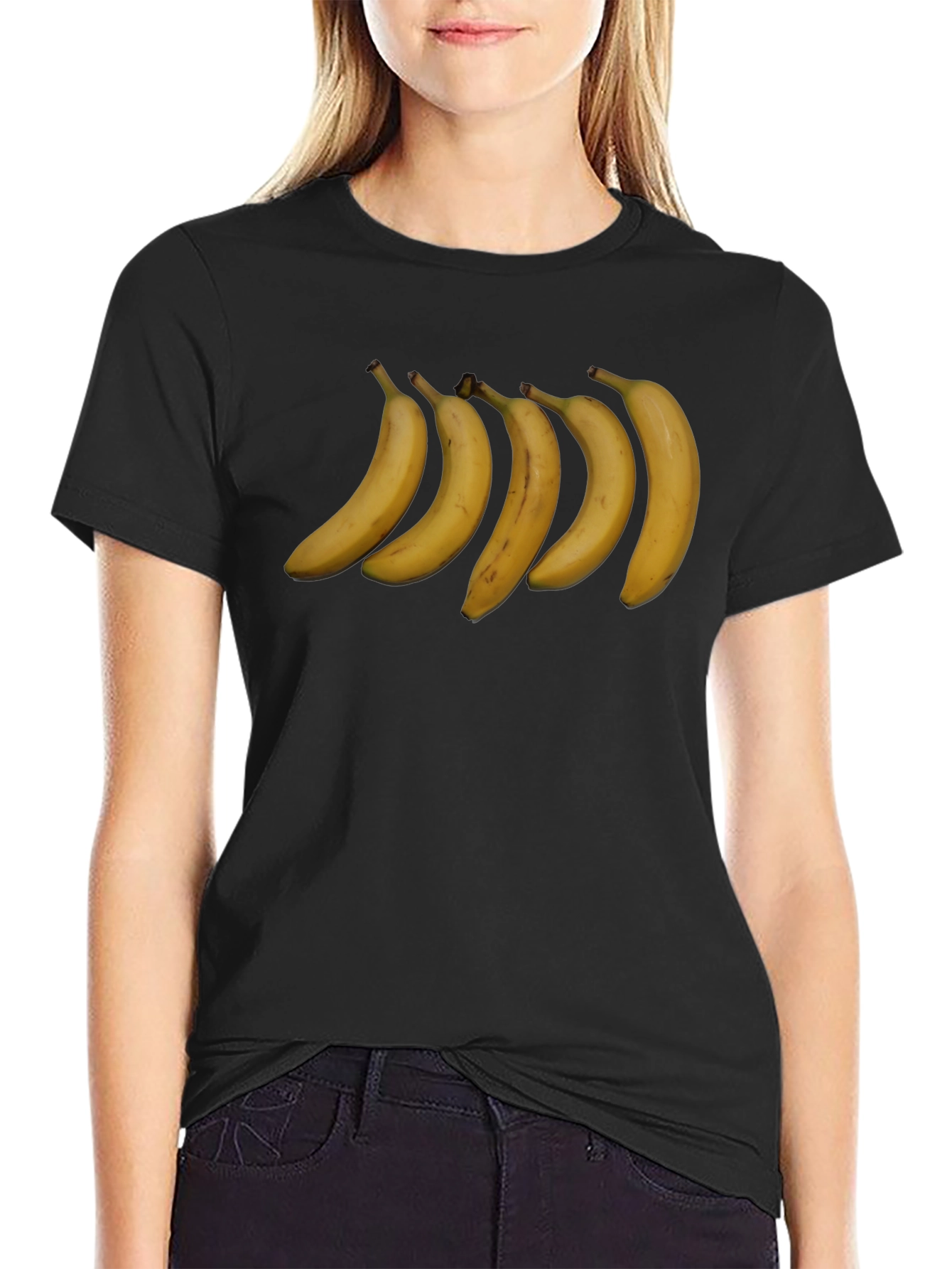 Banana Row Black T-Shirt - Quirky Graphic Tee