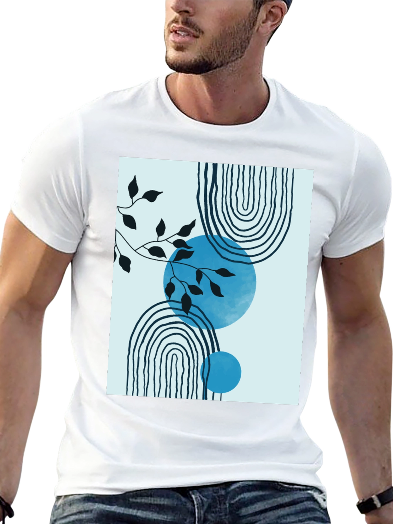 Abstract Graphic Print Black Crew Neck T-Shirt
