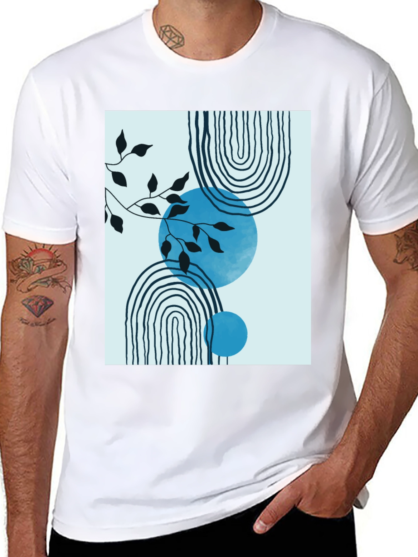 Abstract Graphic Print Black Crew Neck T-Shirt
