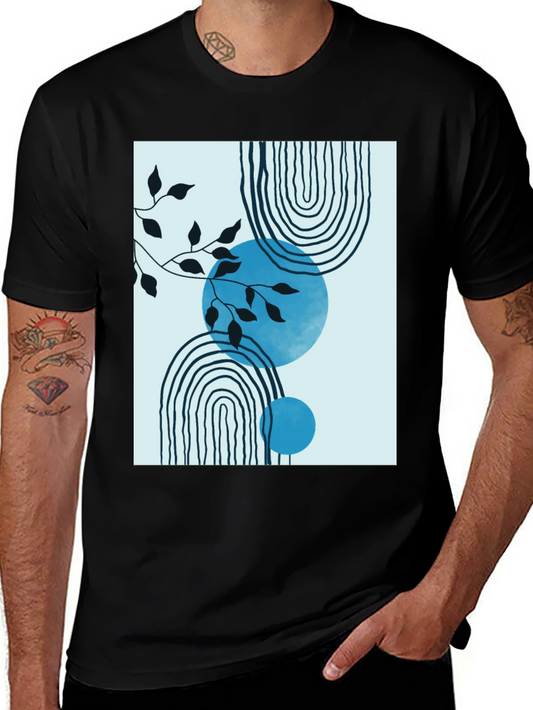 Abstract Graphic Print Black Crew Neck T-Shirt