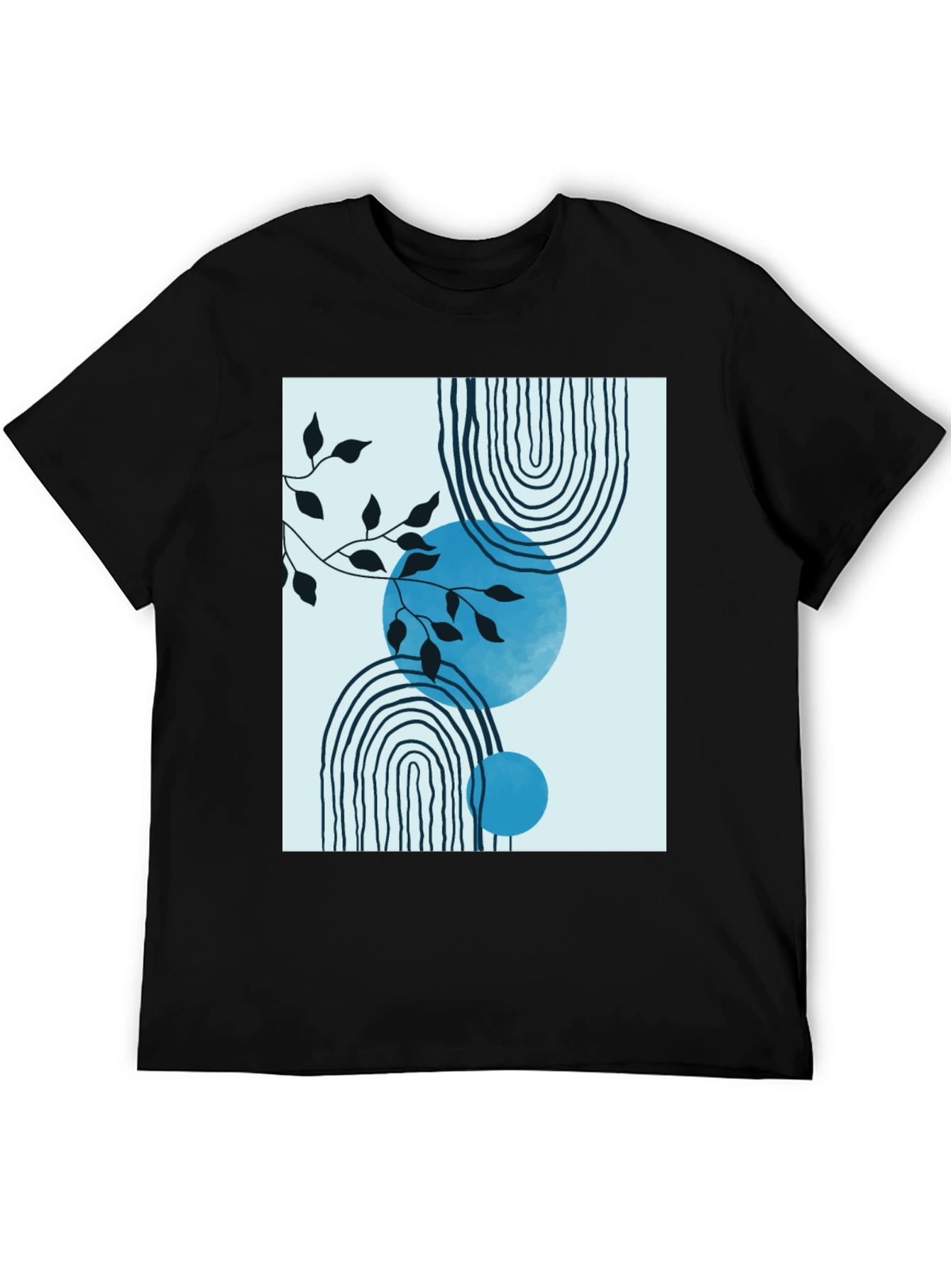 Abstract Graphic Print Black Crew Neck T-Shirt