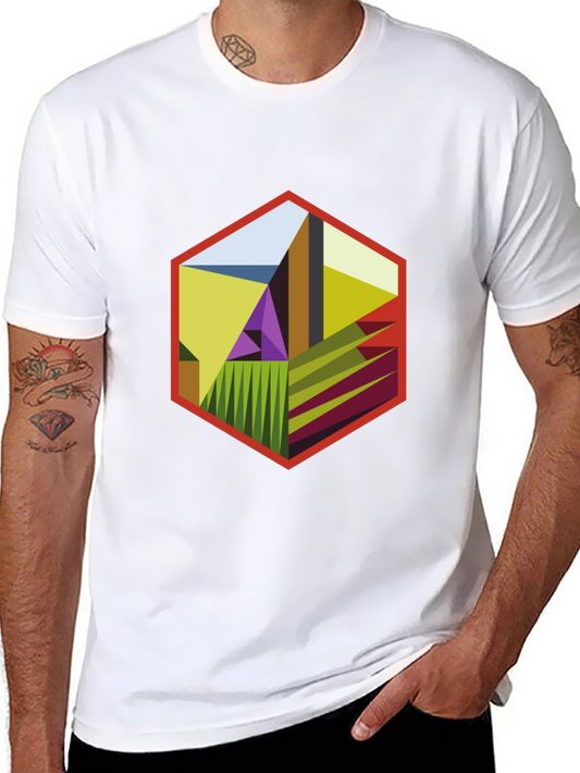 Abstract Hexagon Graphic T-Shirt - Modern Art Tee