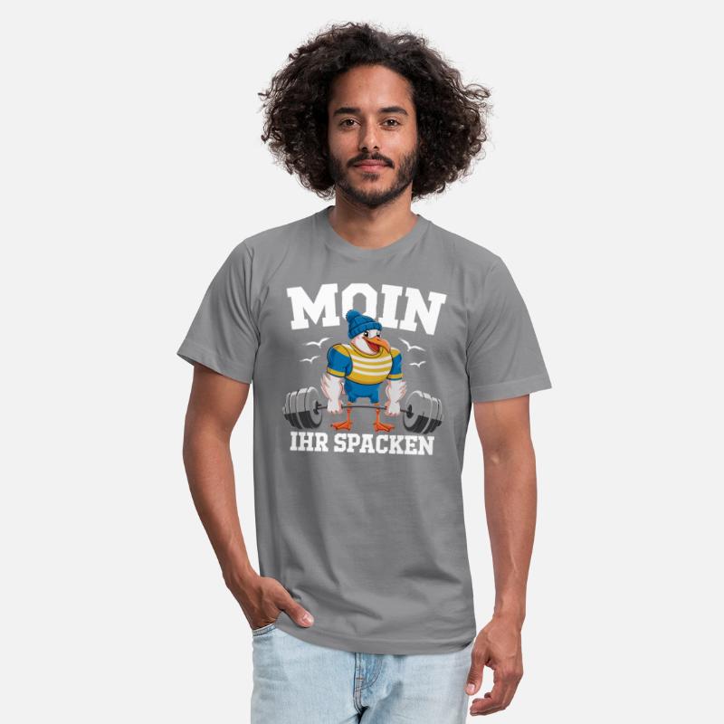 Moin Ihr Spacken Seagull Lifting Weights Cartoon