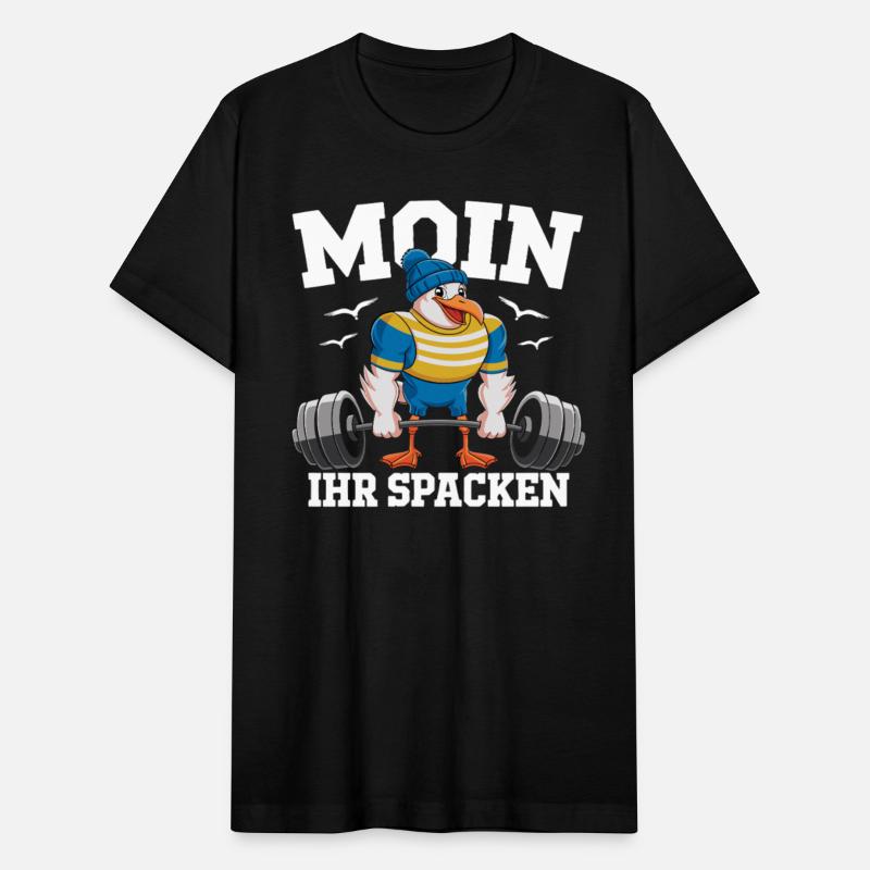 Moin Ihr Spacken Seagull Lifting Weights Cartoon