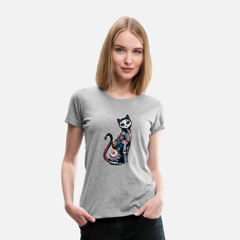 Mosaic Sugar Skull Cat Print