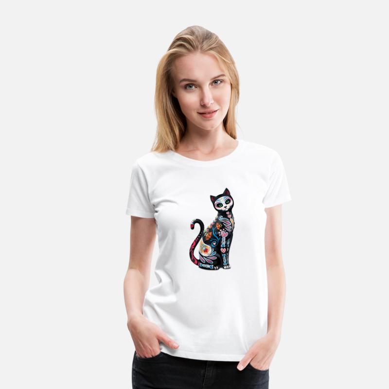 Mosaic Sugar Skull Cat Print