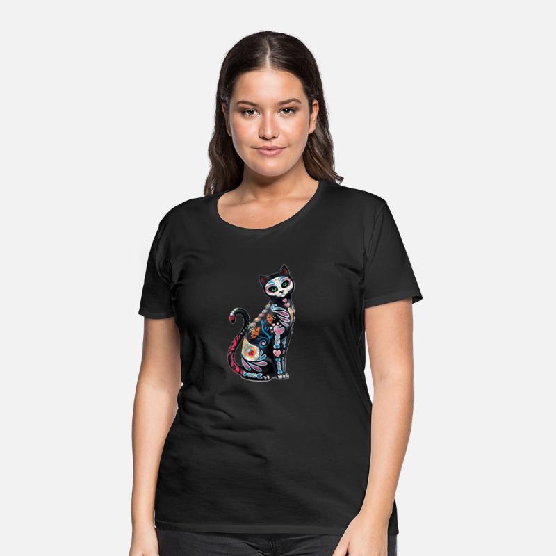 Mosaic Sugar Skull Cat Print