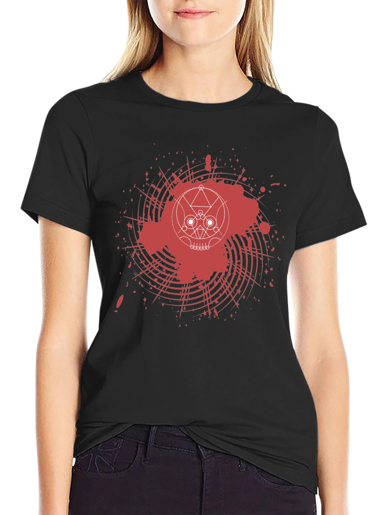 Abstract Skull Graphic Tee - Mens Black T-Shirt