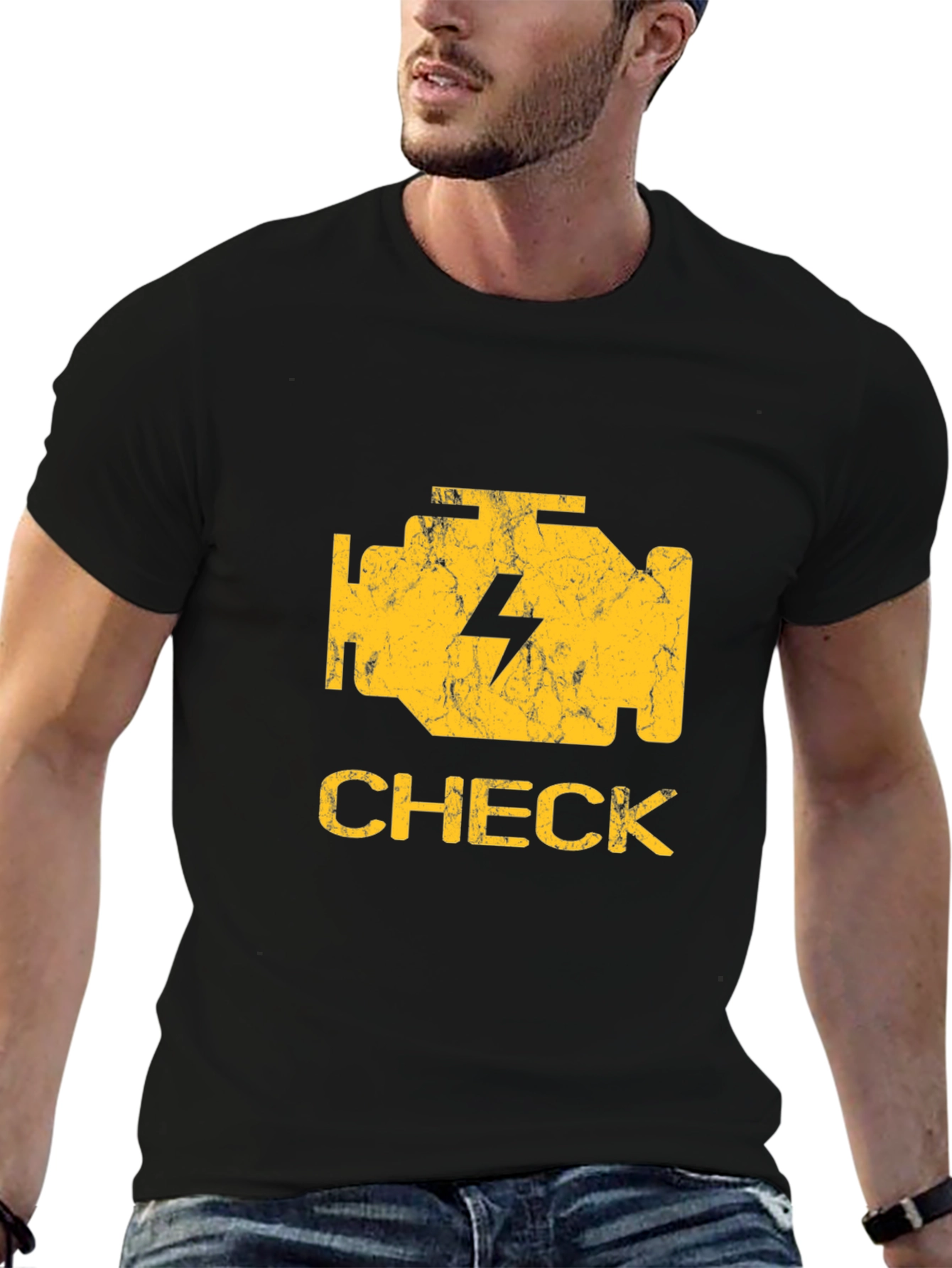 Check Engine Light Graphic T-Shirt - Black